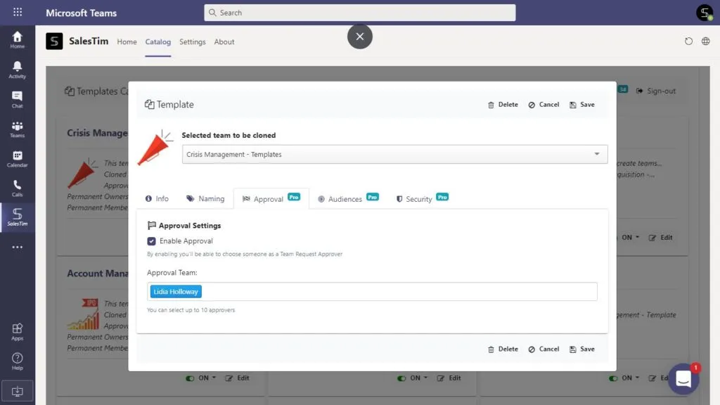 Approval workflow for Microsoft Teams Crisis Management