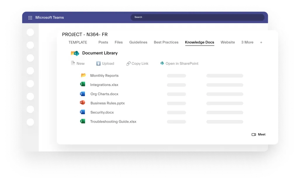 document library tab in teams