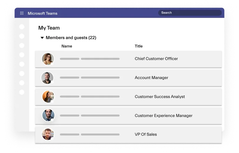 members of a customer success team in Microsoft teams