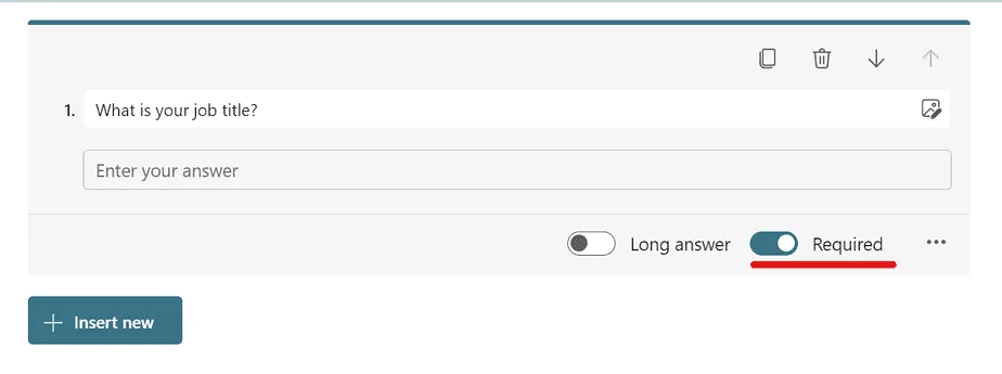 required field in Microsoft forms
