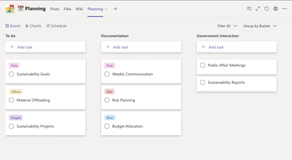 Microsoft Planner Templates in Teams 
