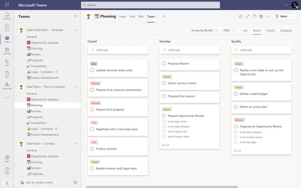 sales deal room planner Teams template