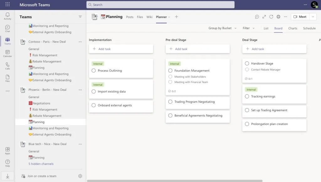 Teams template deal collaboration with Planner 