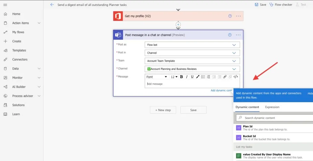 Planner Teams Power Automate