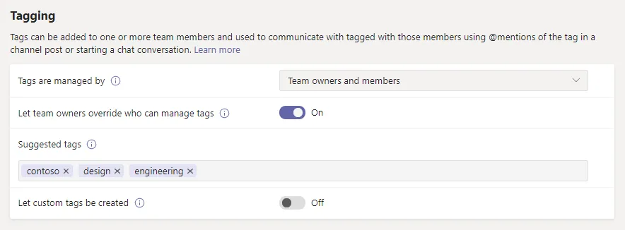 Microsoft Teams governance: tagging