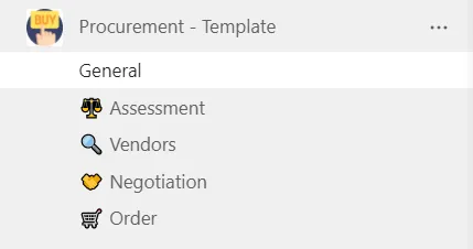 Procurement template: team channels
