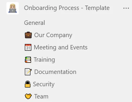 Onboarding Microsoft Teams template