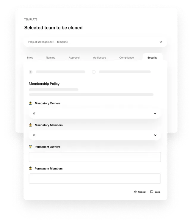 setting up membership policies for Microsoft teams templates with nBold