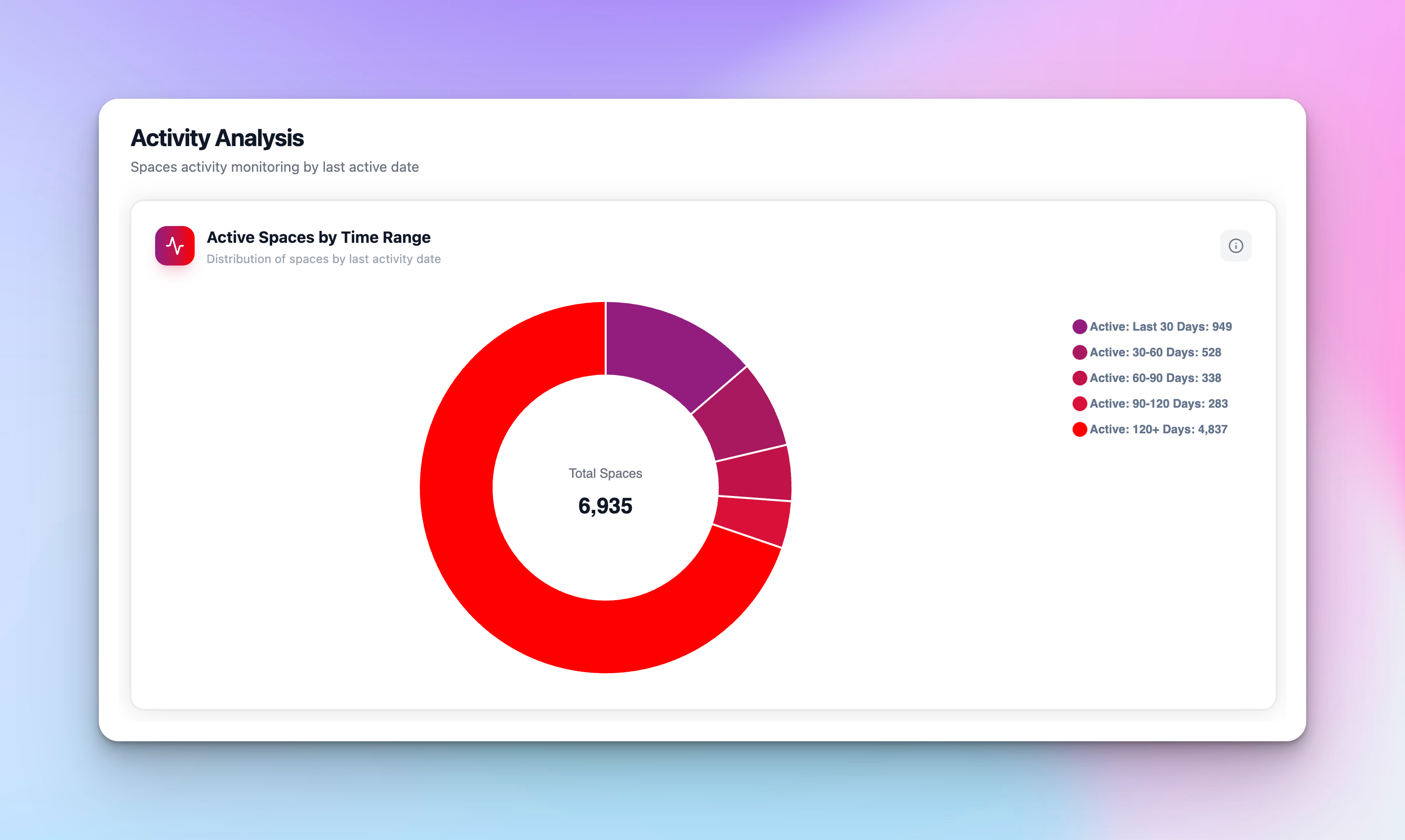 nBold Analytics Activity Analysis section with Spaces at Risk breakdown