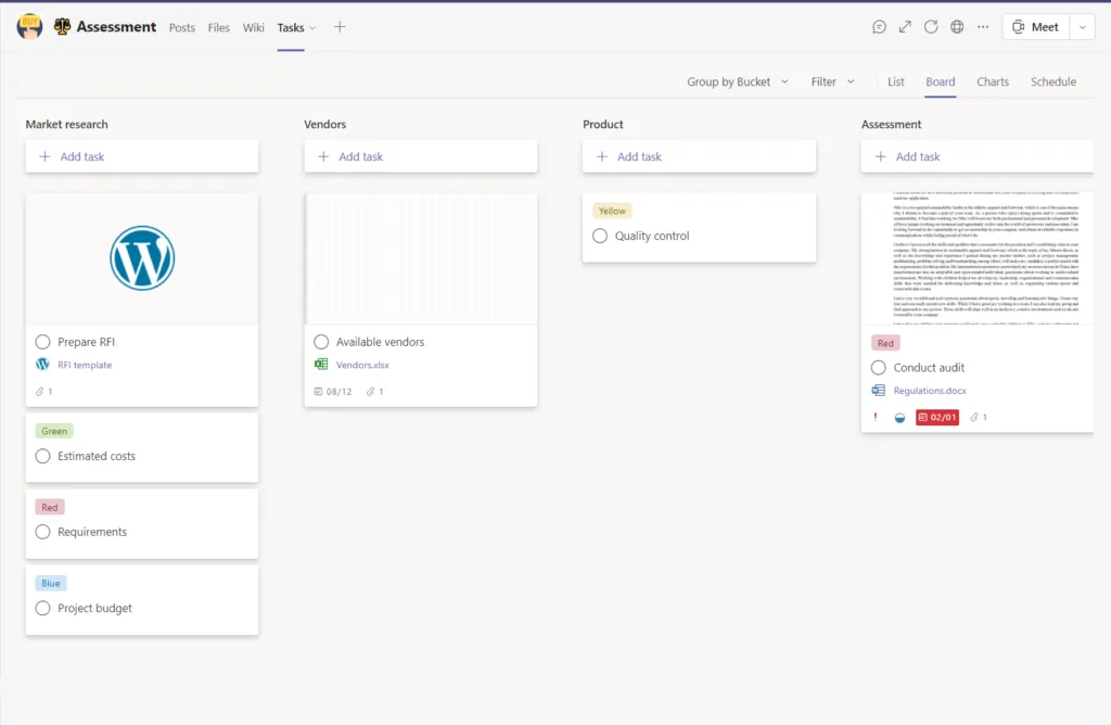Procurement template tasks 
