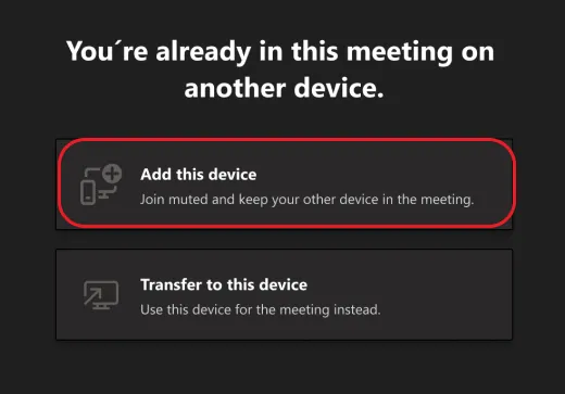 add a device in a teams meeting
