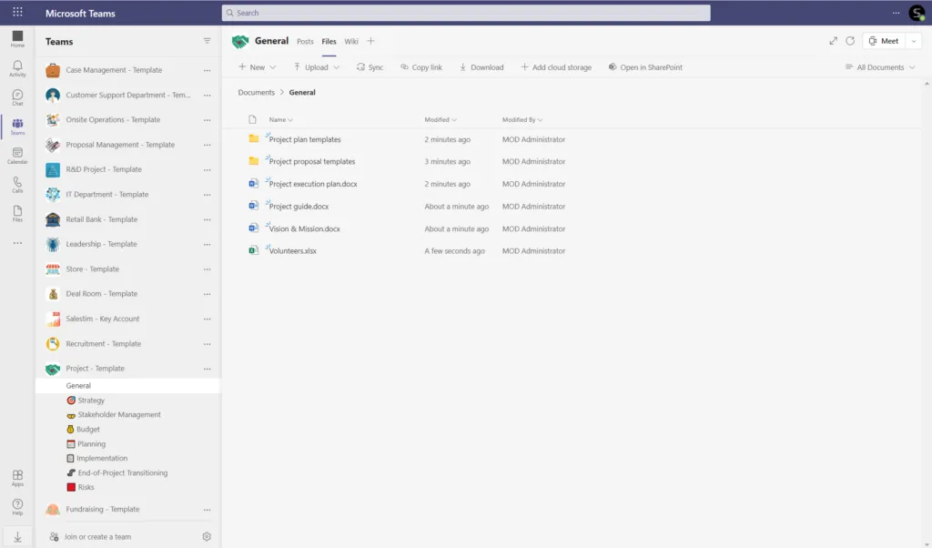 nonprofit project teams in Microsoft Teams