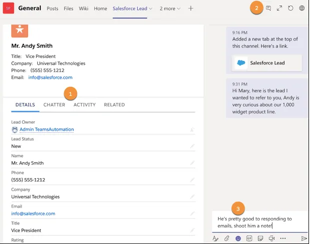 salesforce crm and Microsoft teams