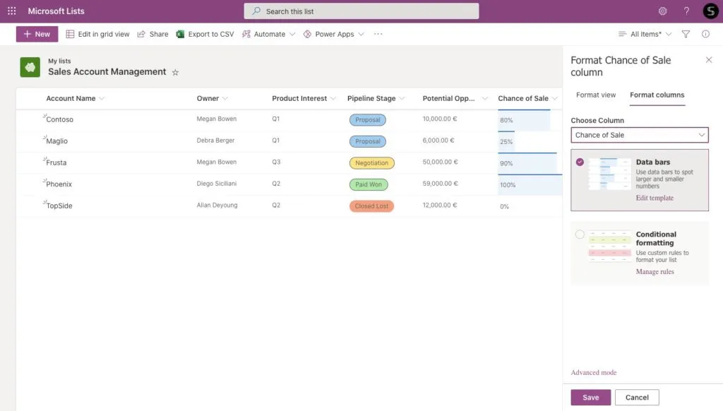 Customize Microsoft Lists
