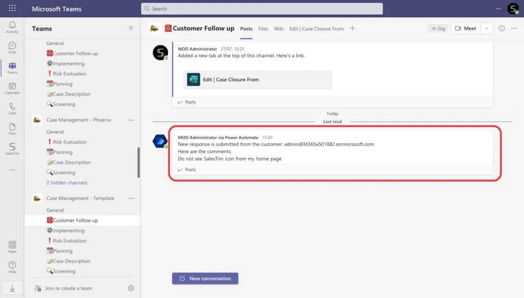 Power Automate Microsoft Teams