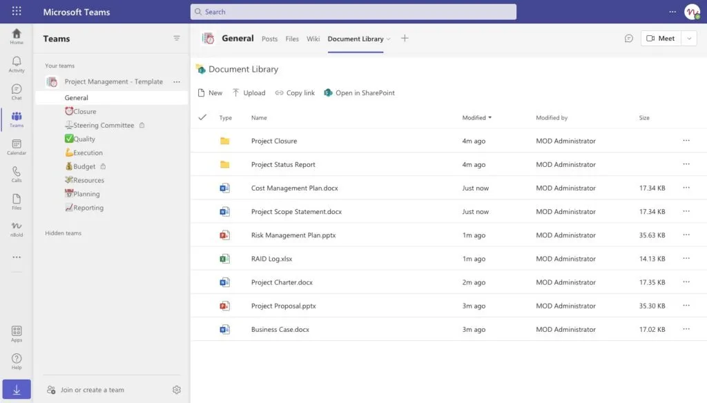 Microsoft Teams document library for knowledge sharing