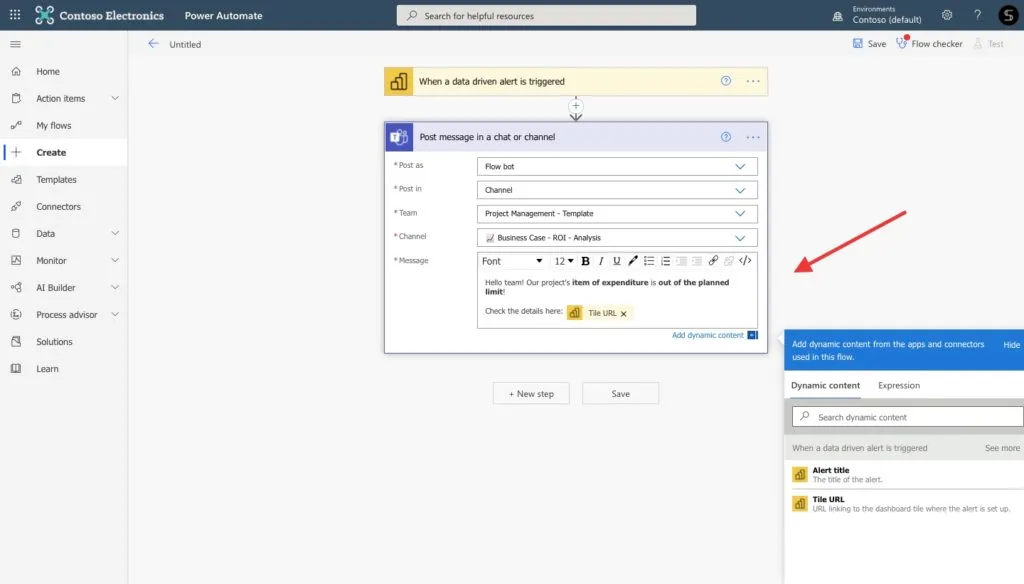 manage project data Power Automate