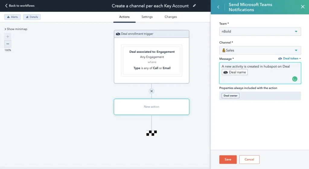 add Teams to HubSpot workflow