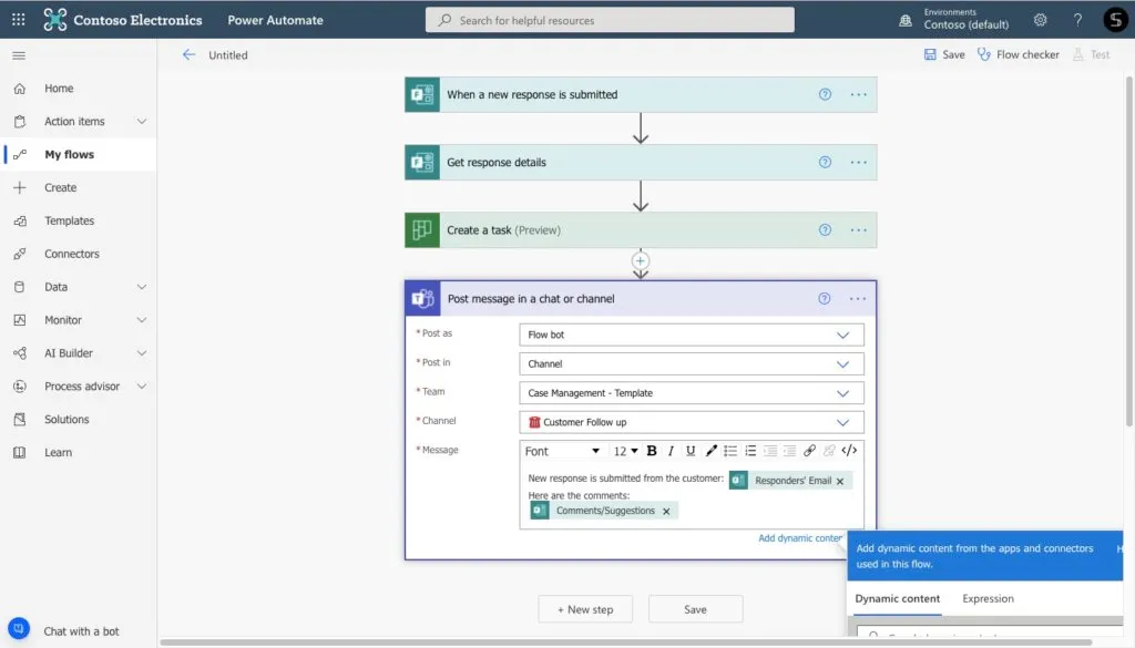 Power Automate flow for Microsoft Teams