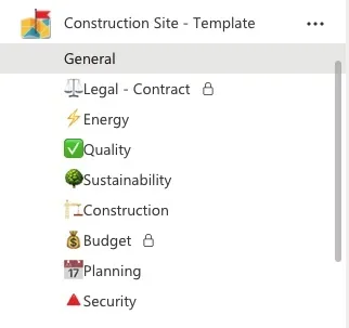 Microsoft teams channels for construction site