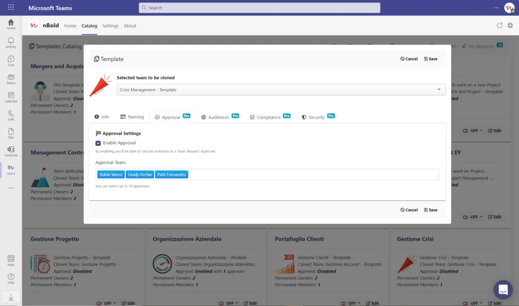 restrict users from creating new teams by enabling approval workflow