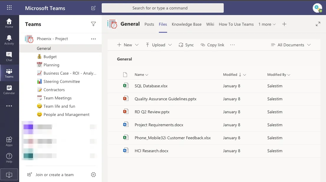 Microsoft Teams Files tab