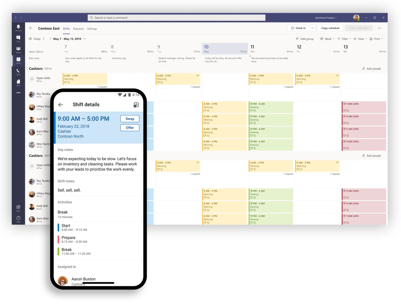 Microsoft Shifts for Teams in Retail
