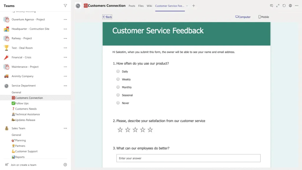 Microsoft forms
