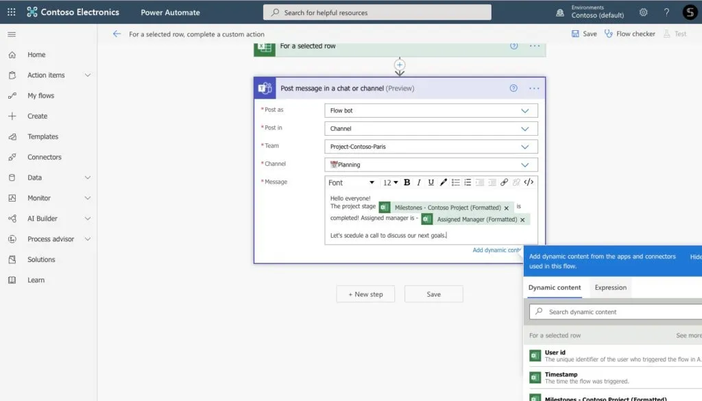 Excel Power Automate Microsoft Teams