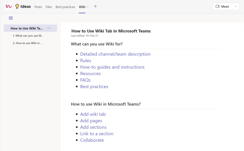 microsoft teams wiki