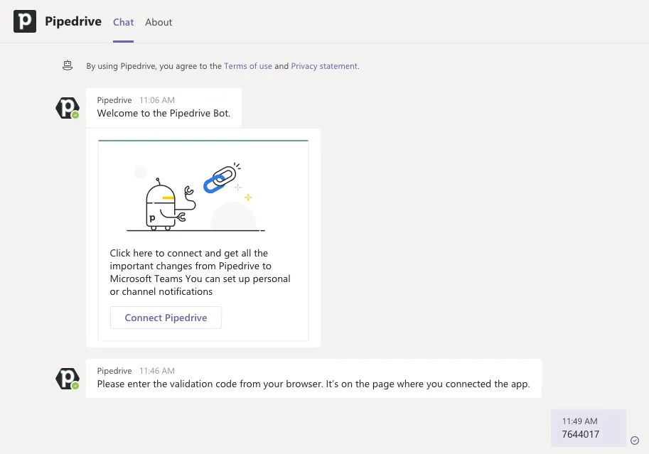 Microsoft teams and pipedrive crm integration