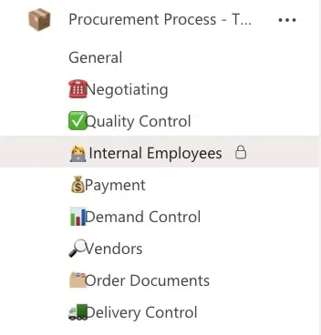Microsoft Teams Private Channel example
