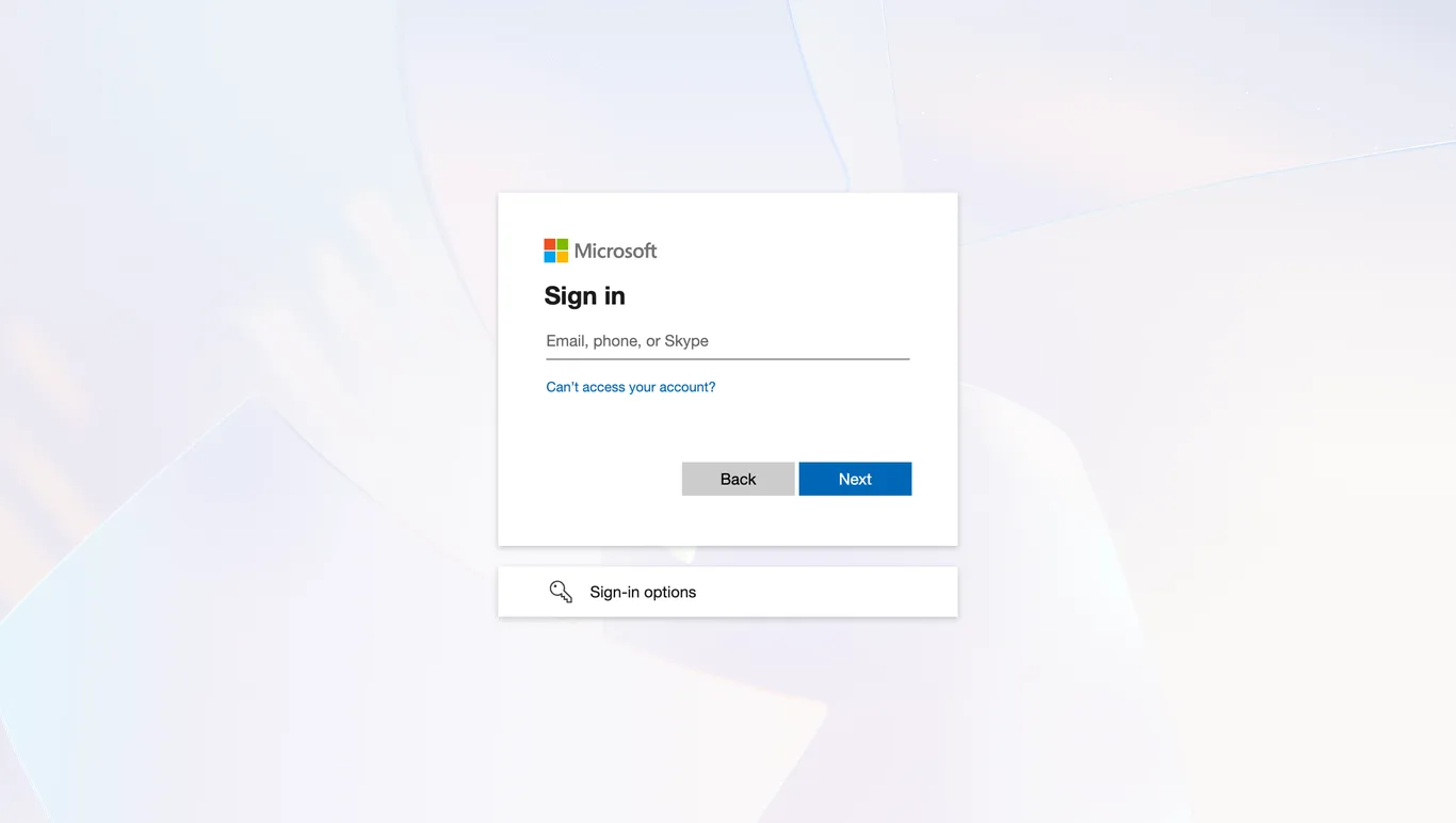 Microsoft sign-in screen for connecting the nFlow service account