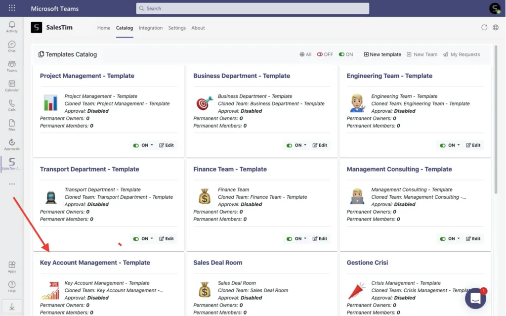 Microsoft Teams templates catalog