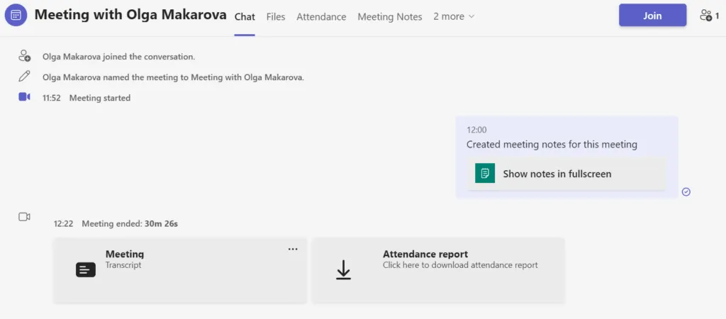 interview in microsoft teams: transcripts and notes