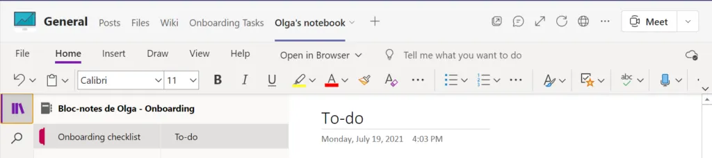 Onenote in Microsoft Teams