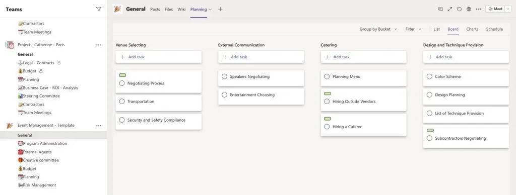Planner features in Teams  
