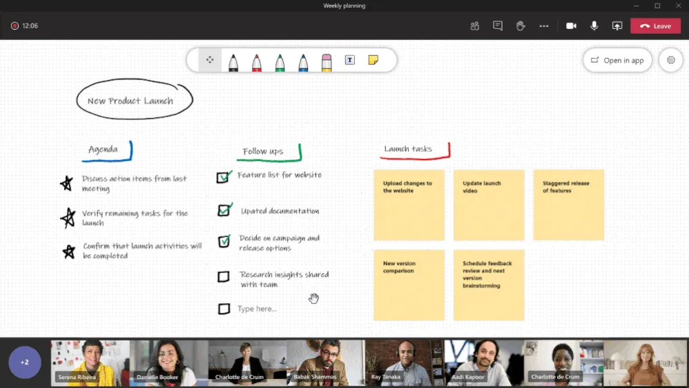 Tableau blanc lors d'une réunion Microsoft Teams