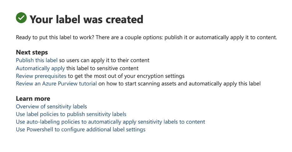 sensitivity label created